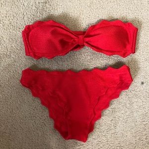 red swimsuit